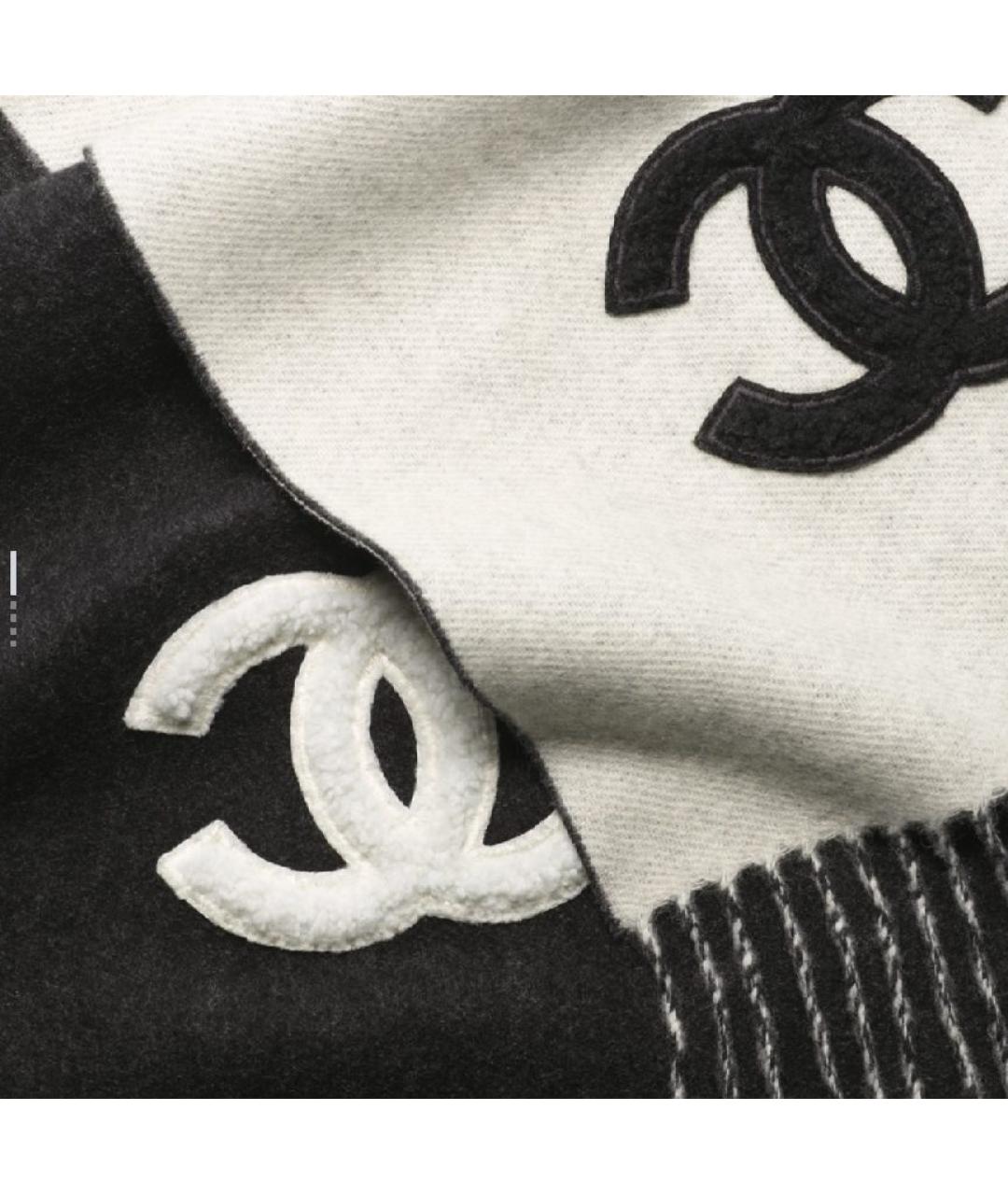 CHANEL Черный кашемировый шарф, фото 3