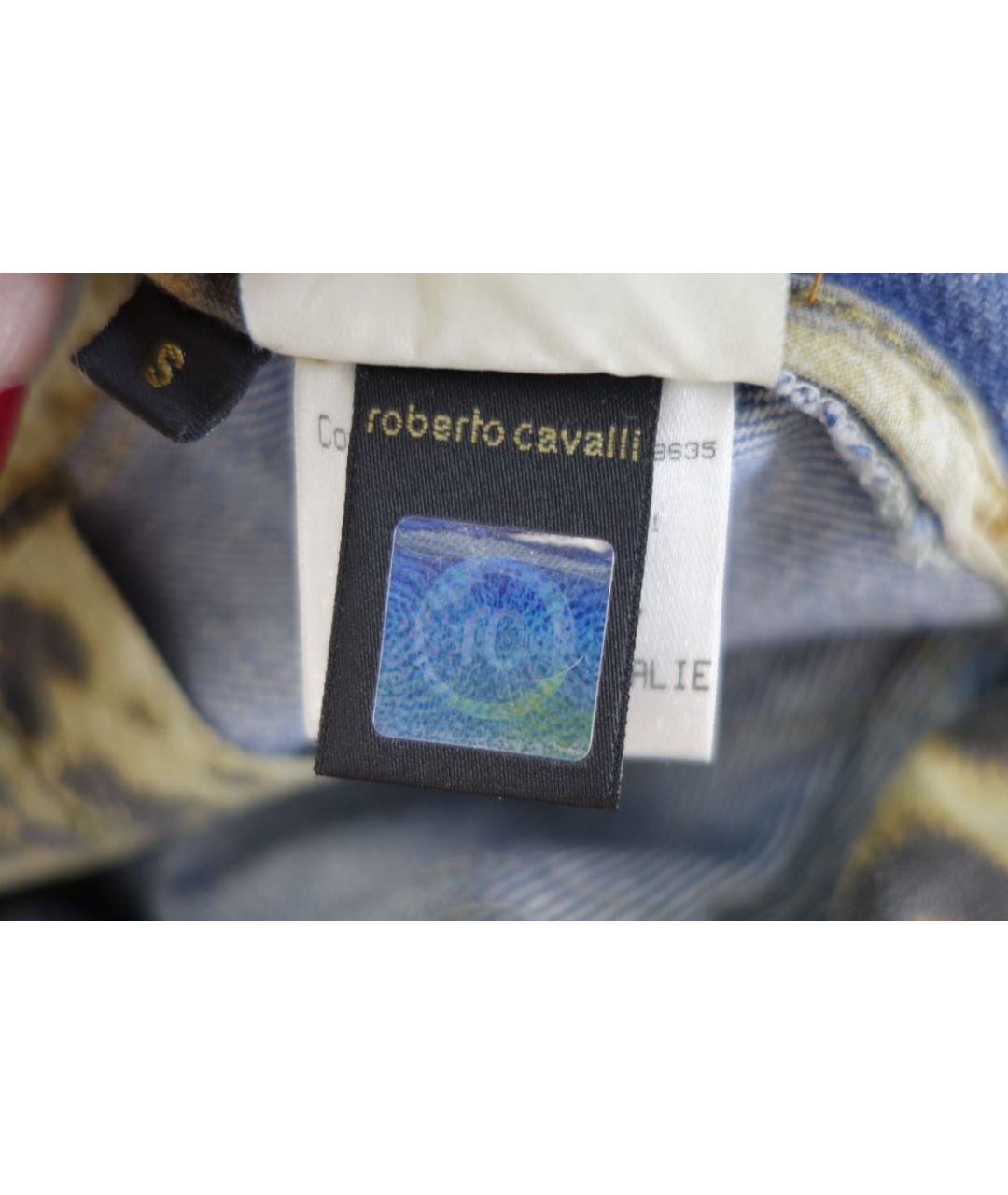 ROBERTO CAVALLI Голубые хлопко-эластановые капри, фото 7