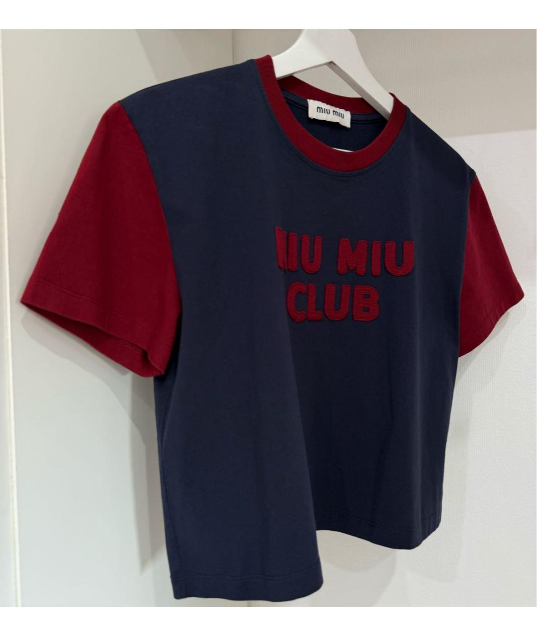 MIU MIU Бордовая хлопковая футболка, фото 2