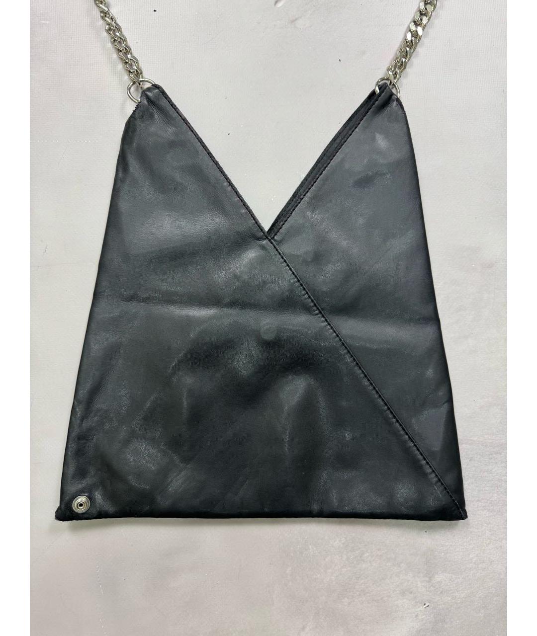 MM6 MAISON MARGIELA Черная кожаная сумка через плечо, фото 3