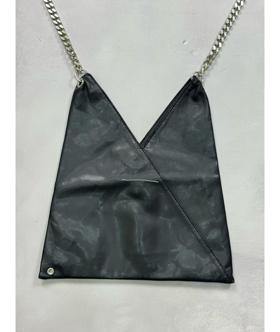 MM6 MAISON MARGIELA Черная кожаная сумка через плечо, фото 4
