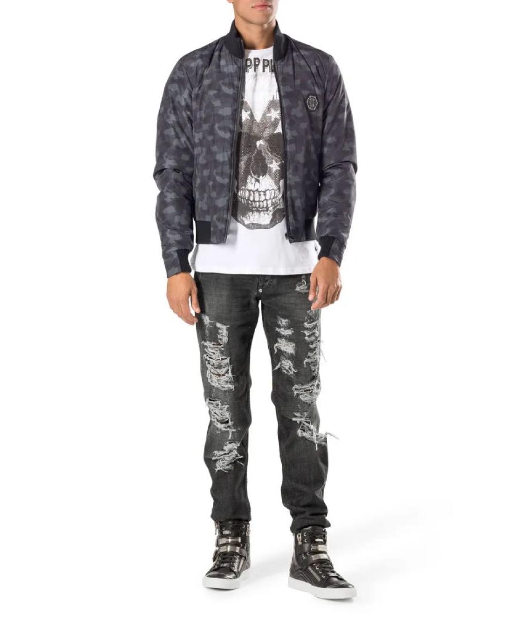 PHILIPP PLEIN Серые хлопковые джинсы, фото 4