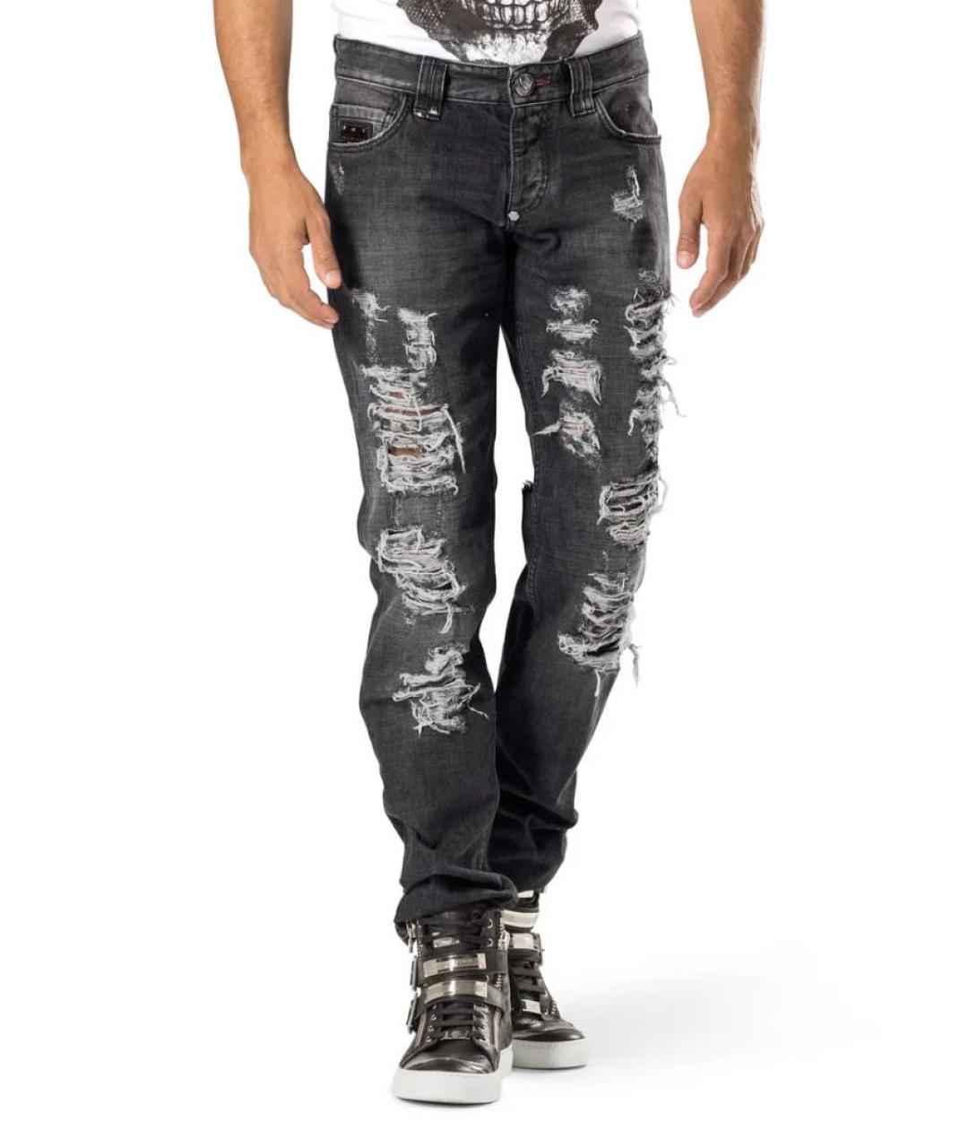 PHILIPP PLEIN Серые хлопковые джинсы, фото 2