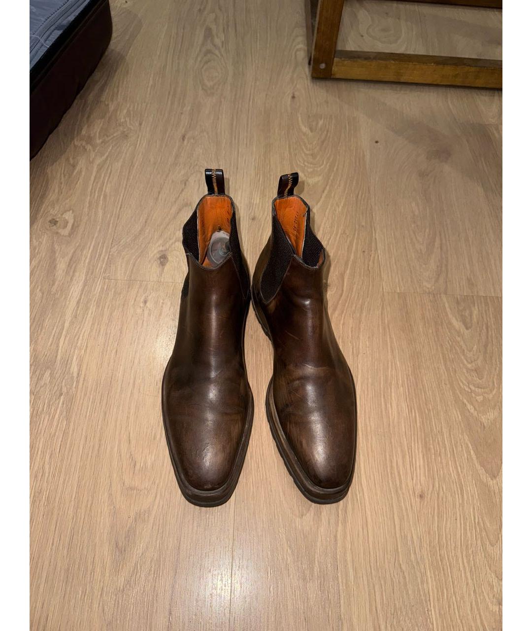 SANTONI Коричневые кожаные высокие ботинки, фото 5