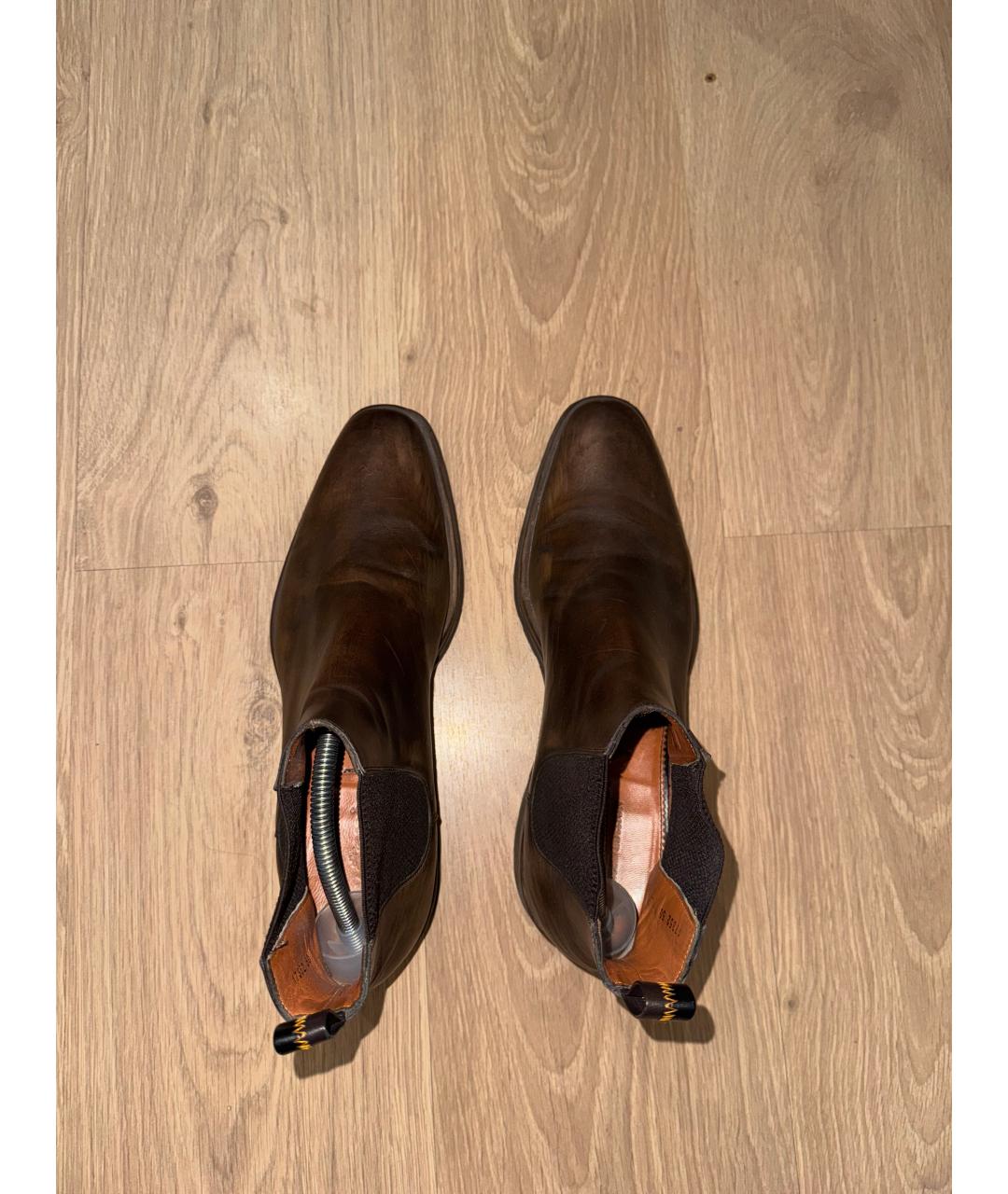 SANTONI Коричневые кожаные высокие ботинки, фото 3