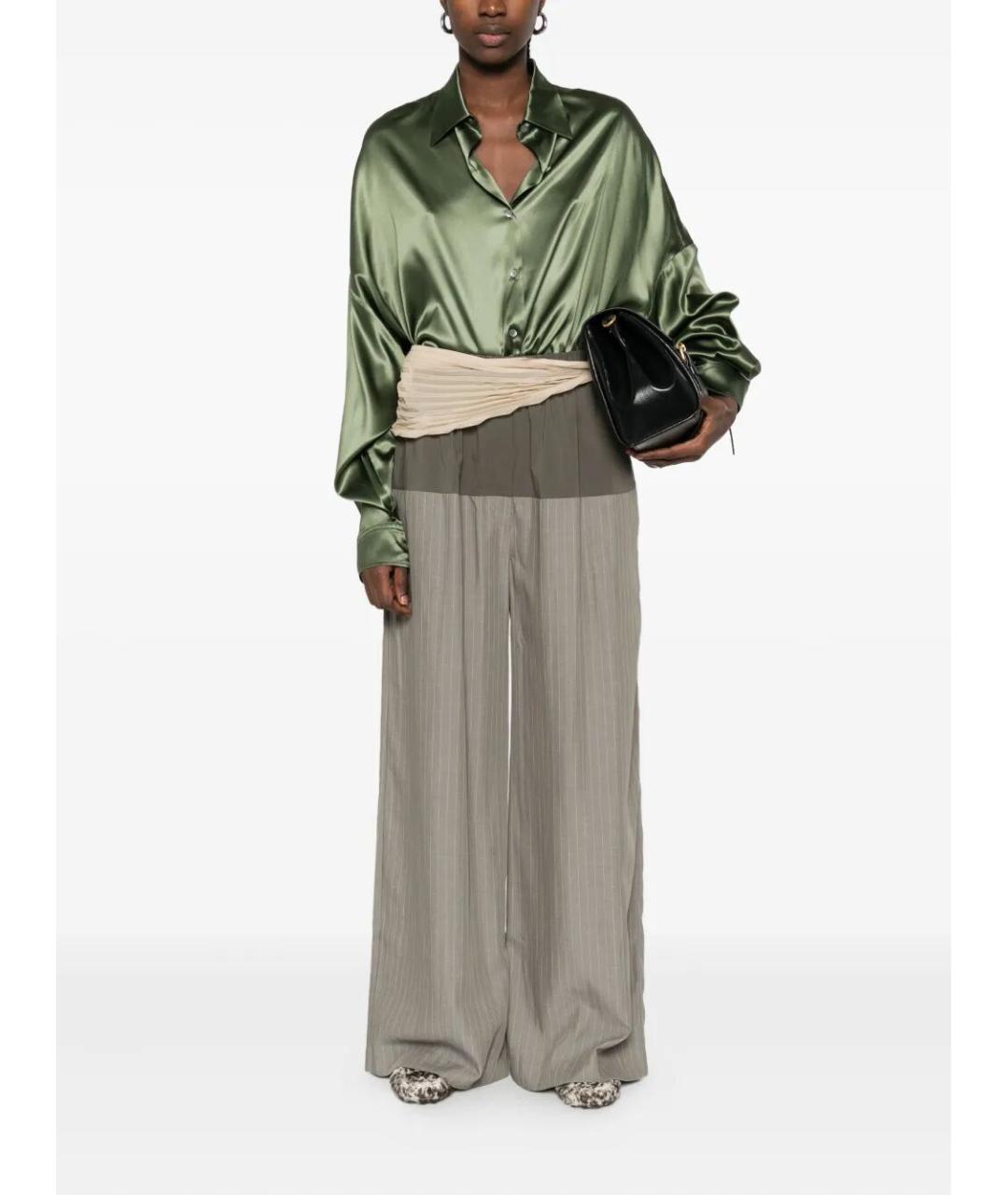 DRIES VAN NOTEN Зеленая шелковая рубашка, фото 2