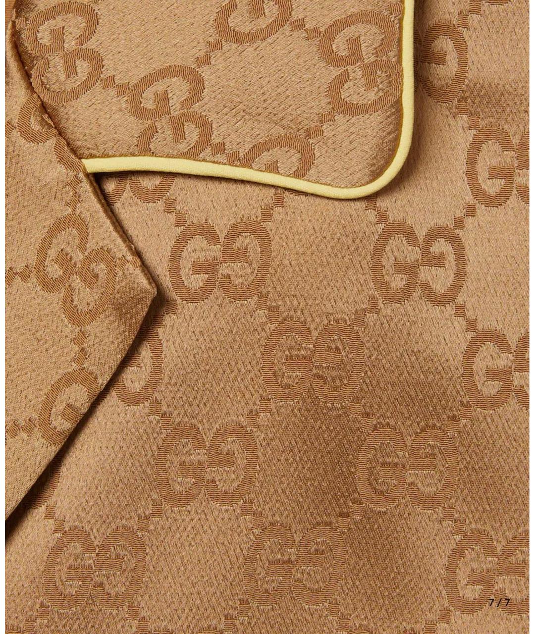 GUCCI Коричневая шелковая рубашка, фото 2