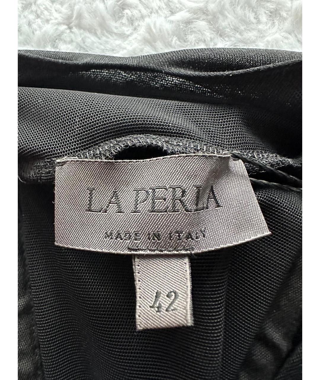 LA PERLA Черная полиуретановая майка, фото 6