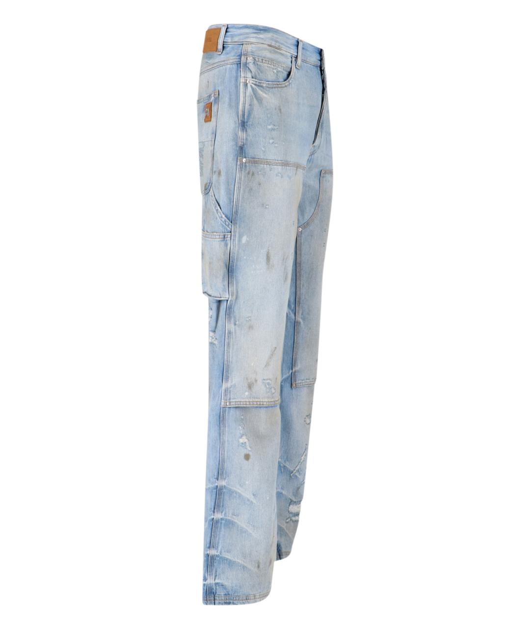 AMIRI Голубые хлопковые прямые джинсы, фото 3