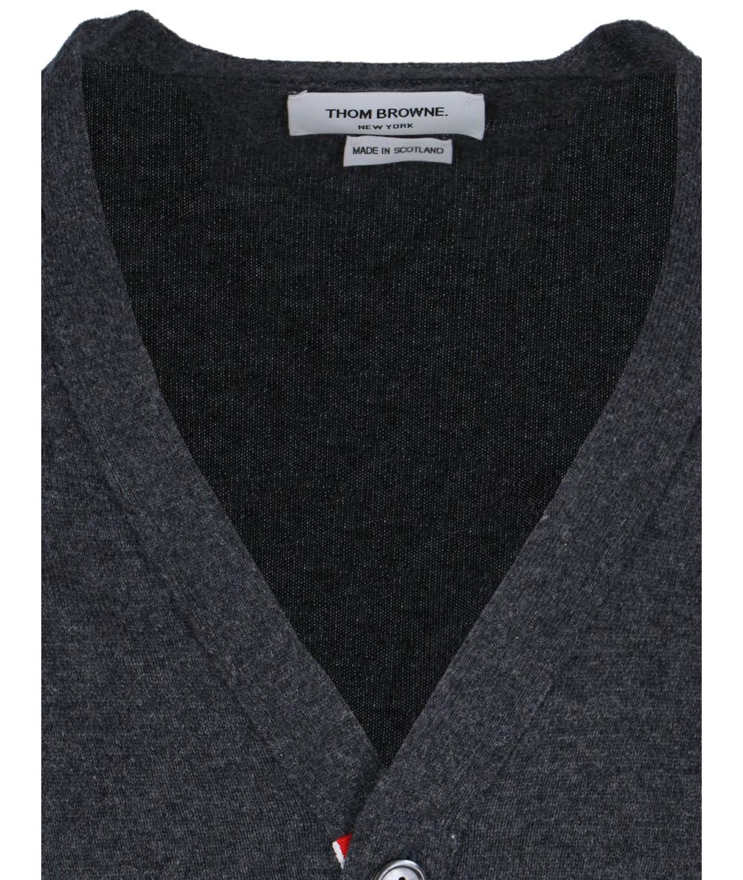 THOM BROWNE Антрацитовый кашемировый кардиган, фото 3