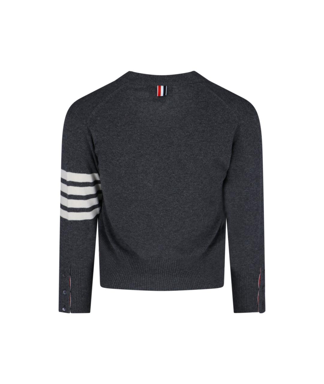 THOM BROWNE Антрацитовый кашемировый кардиган, фото 2