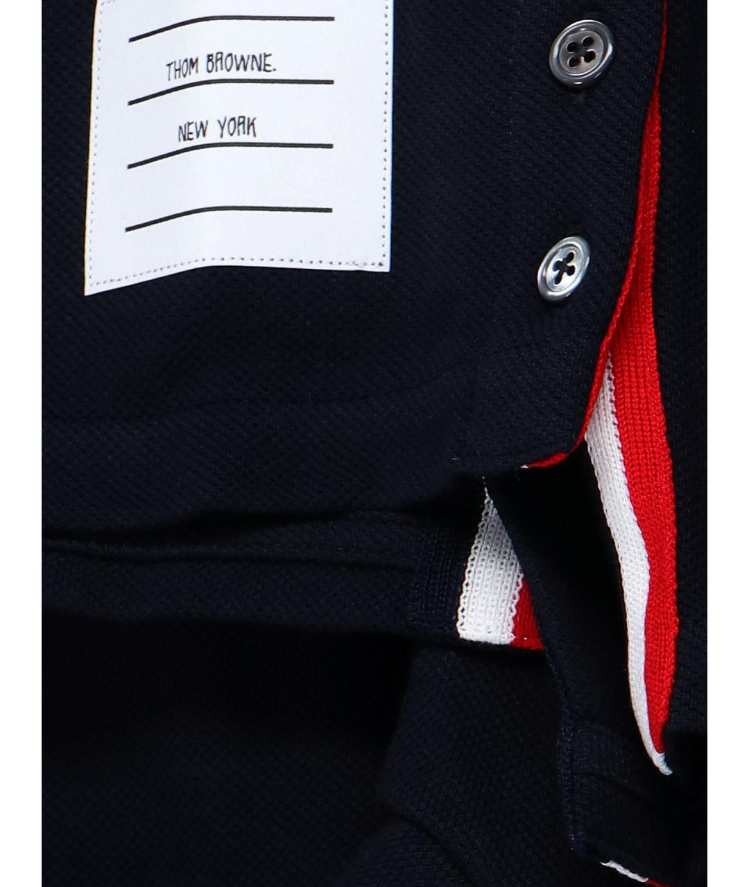 THOM BROWNE Темно-синяя хлопковая футболка, фото 3