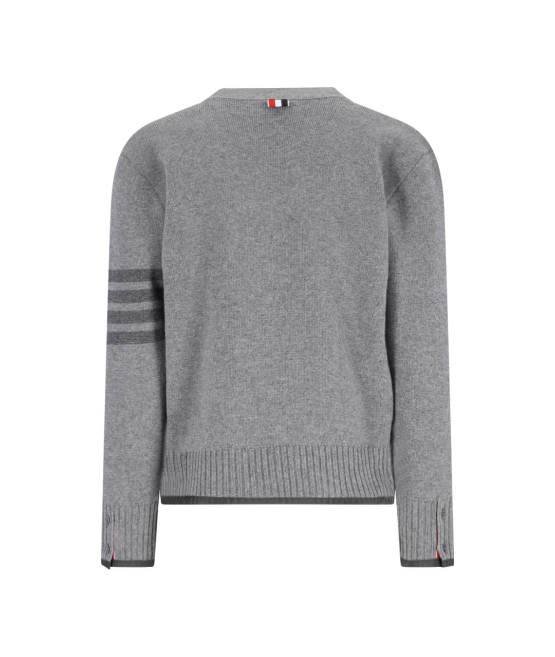 THOM BROWNE Серый шерстяной кардиган, фото 2