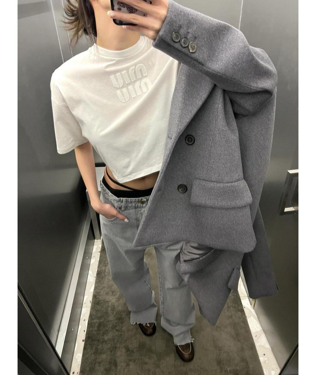 MIU MIU Белая хлопковая футболка, фото 2