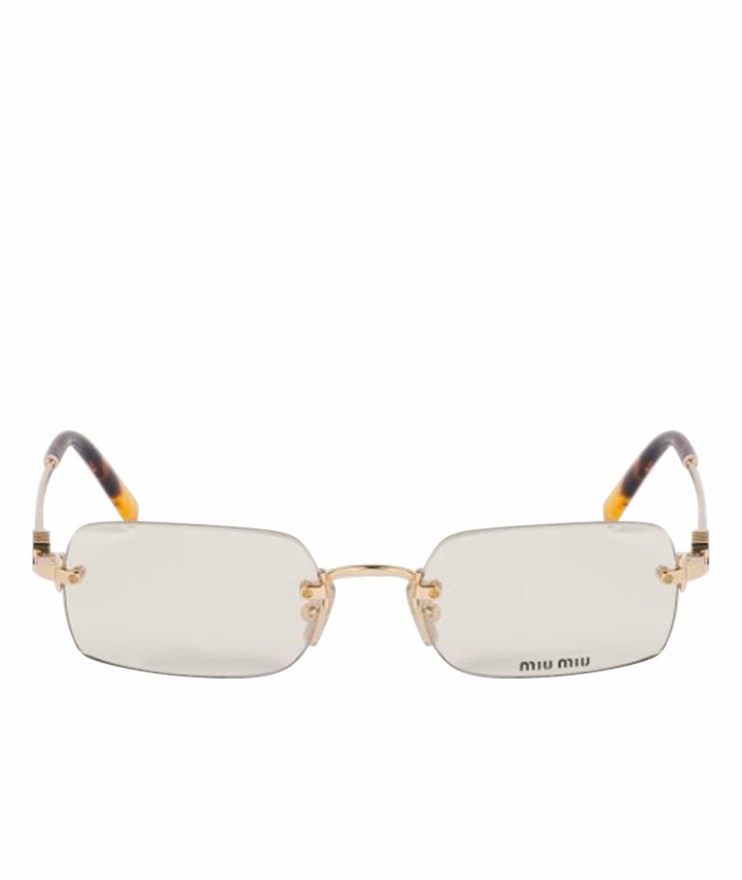 MIU MIU Золотые металлические солнцезащитные очки, фото 1