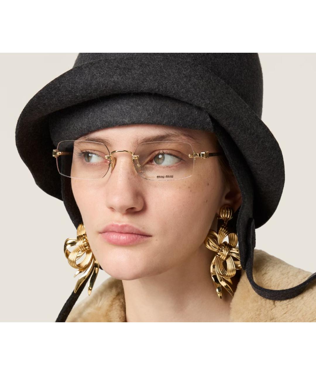 MIU MIU Золотые металлические солнцезащитные очки, фото 4