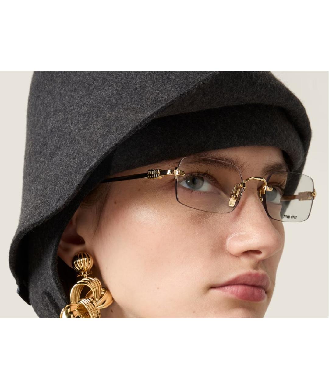 MIU MIU Золотые металлические солнцезащитные очки, фото 3