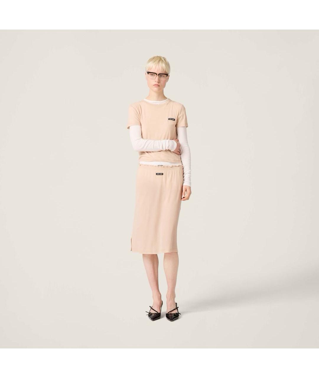 MIU MIU Коралловая хлопковая футболка, фото 3