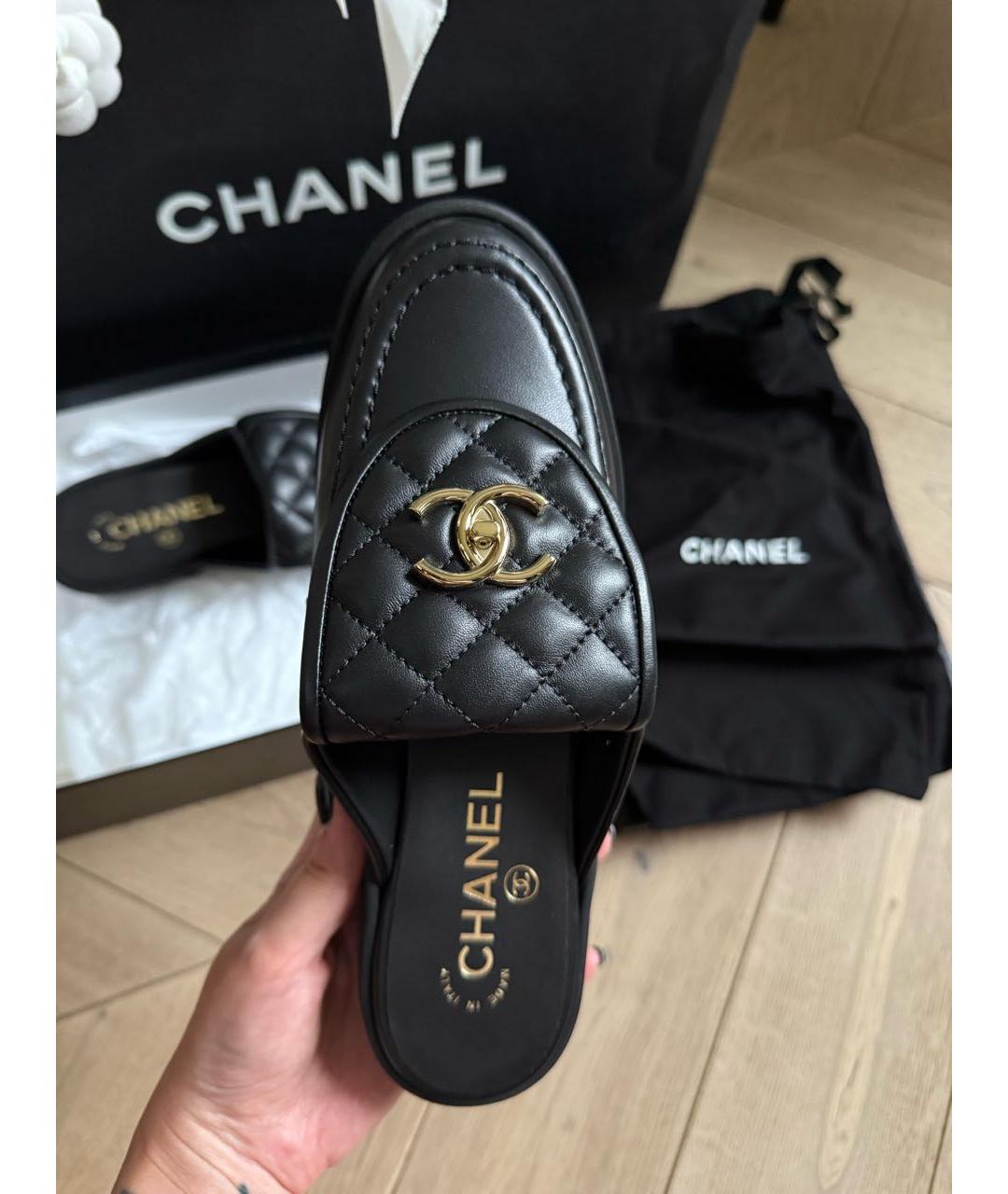 CHANEL Черные кожаные лоферы, фото 4