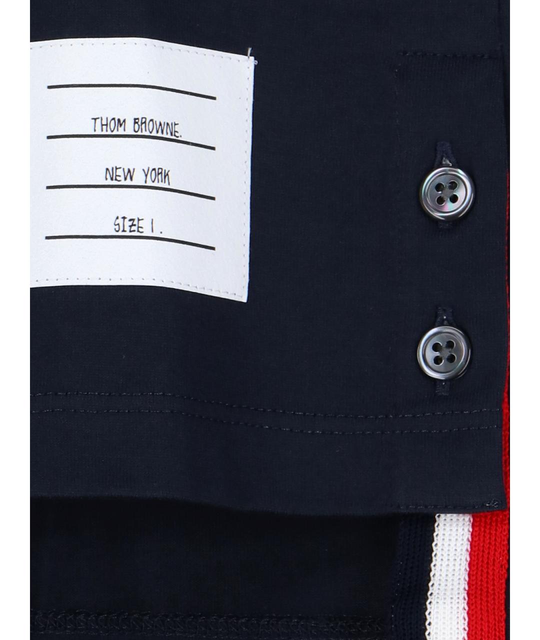 THOM BROWNE Синяя хлопковая футболка, фото 5