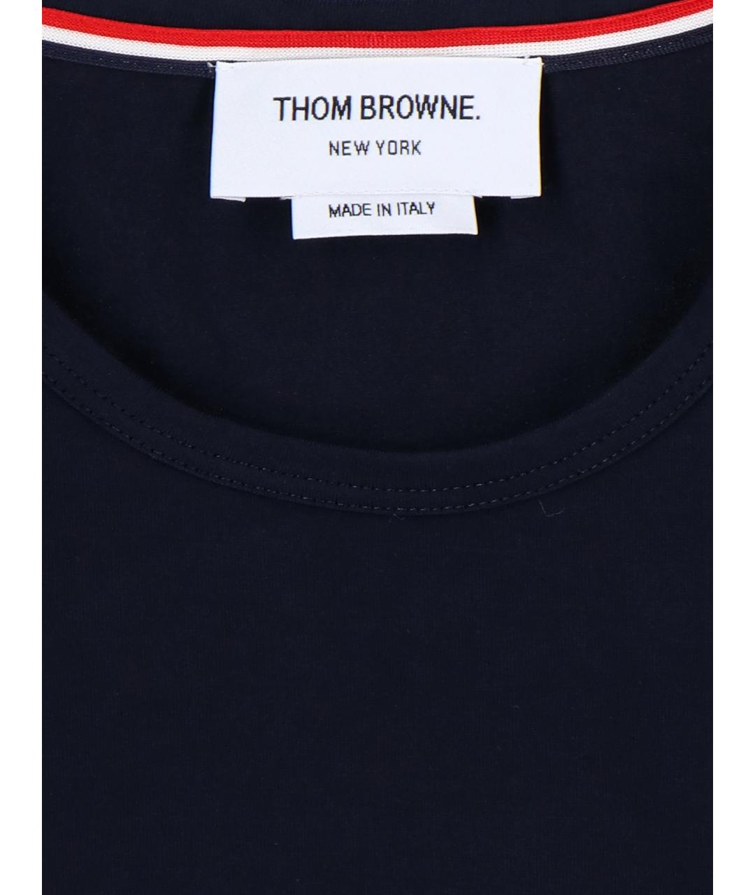 THOM BROWNE Синяя хлопковая футболка, фото 8
