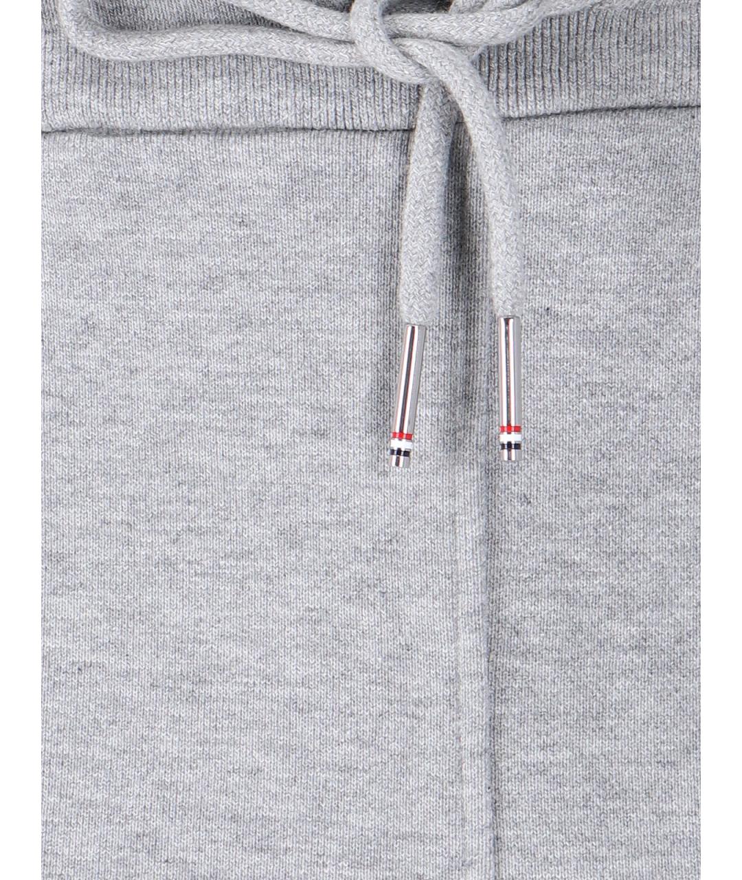 THOM BROWNE Серые хлопковые повседневные брюки, фото 4