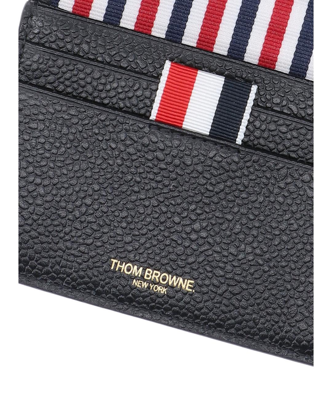 THOM BROWNE Черный кожаный кошелек, фото 5