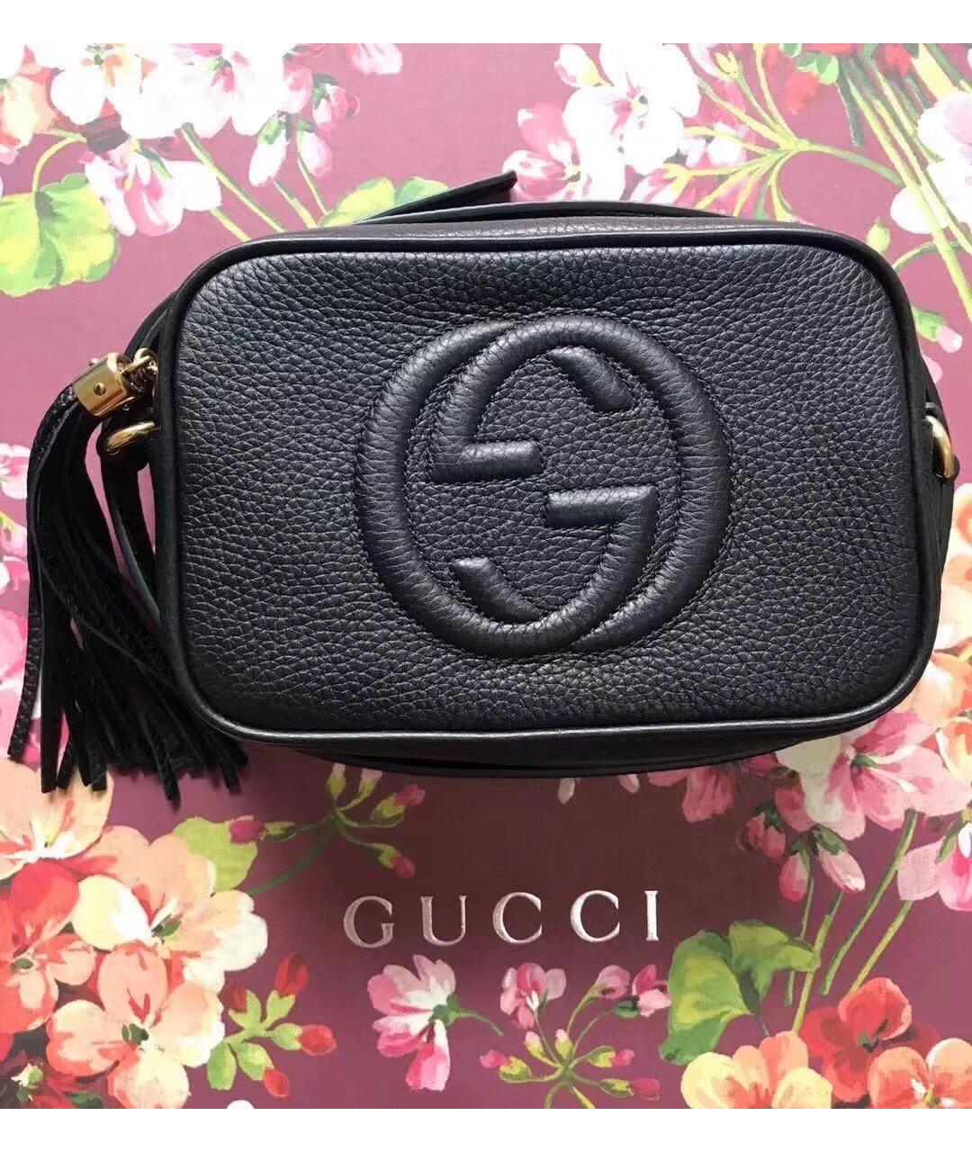GUCCI Черная кожаная сумка тоут, фото 4