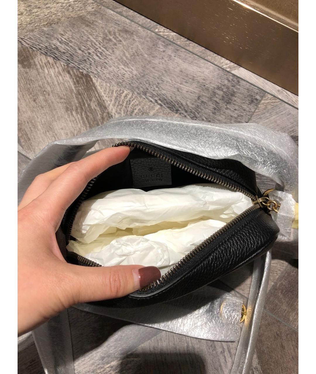 GUCCI Черная кожаная сумка тоут, фото 3