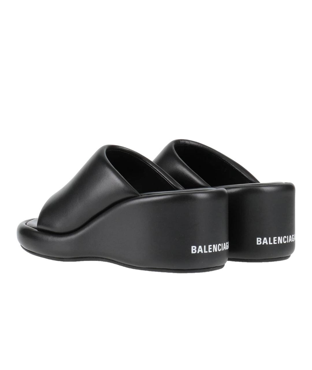 BALENCIAGA Черные кожаные мюли, фото 4