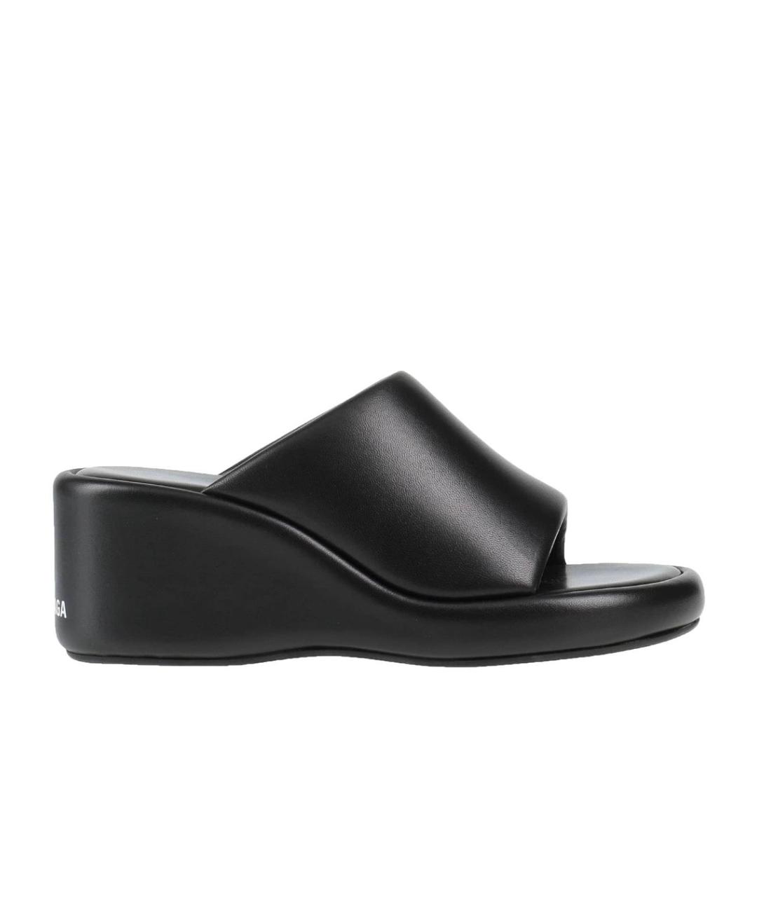 BALENCIAGA Черные кожаные мюли, фото 5