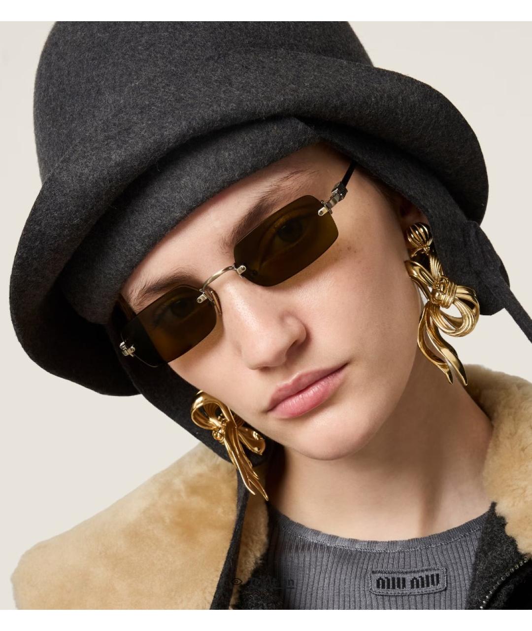 MIU MIU Зеленые металлические солнцезащитные очки, фото 5