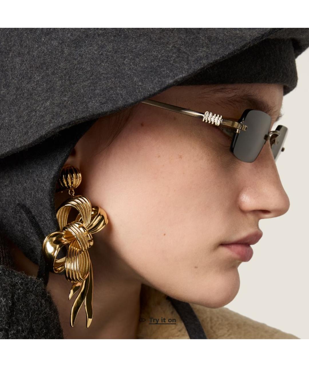 MIU MIU Зеленые металлические солнцезащитные очки, фото 2