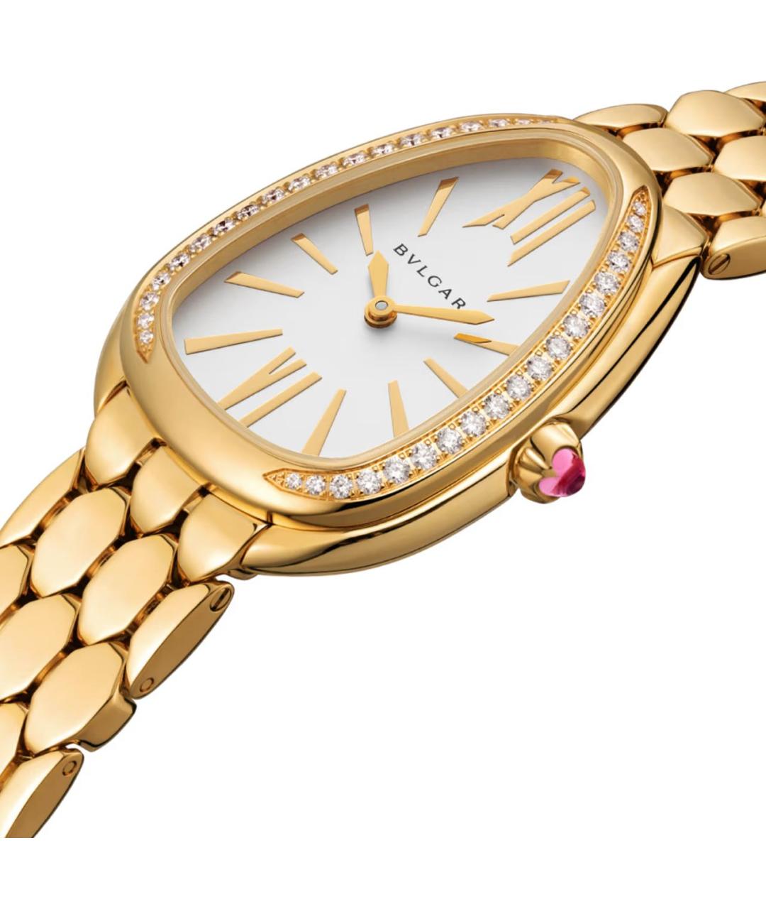 BVLGARI Белые часы из желтого золота, фото 2