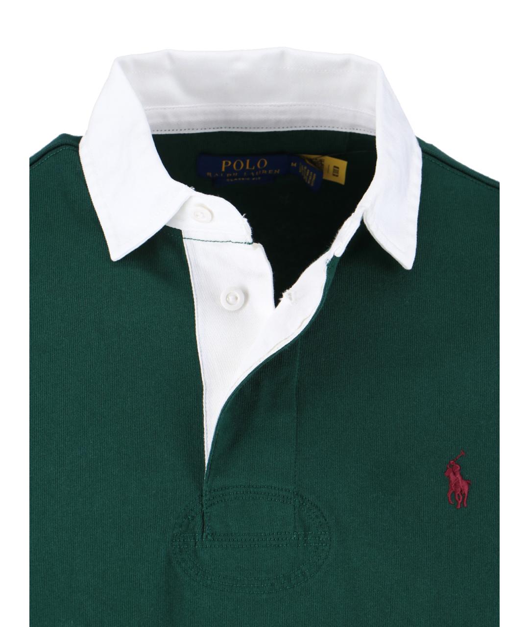 POLO RALPH LAUREN Зеленые хлопковое поло с длинным рукавом, фото 3
