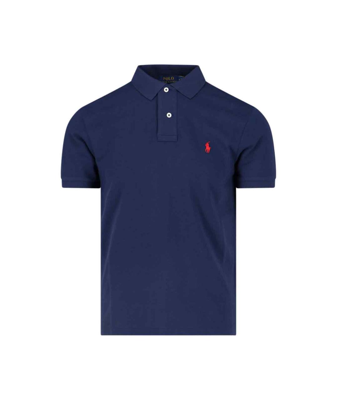 POLO RALPH LAUREN Темно-синее хлопковое поло с коротким рукавом, фото 1