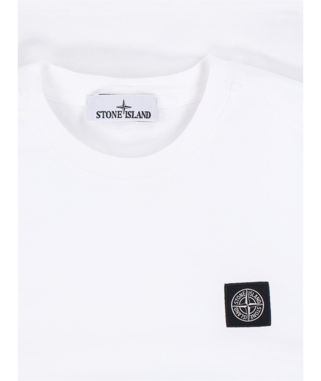 STONE ISLAND Белая хлопковая футболка, фото 3