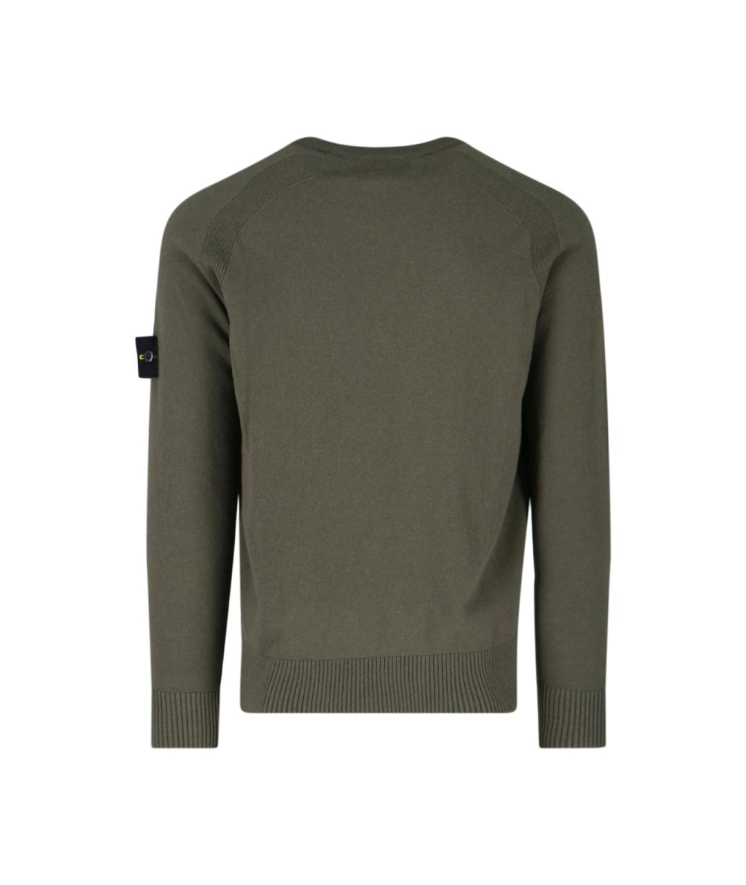 STONE ISLAND Зеленый шерстяной джемпер / свитер, фото 2