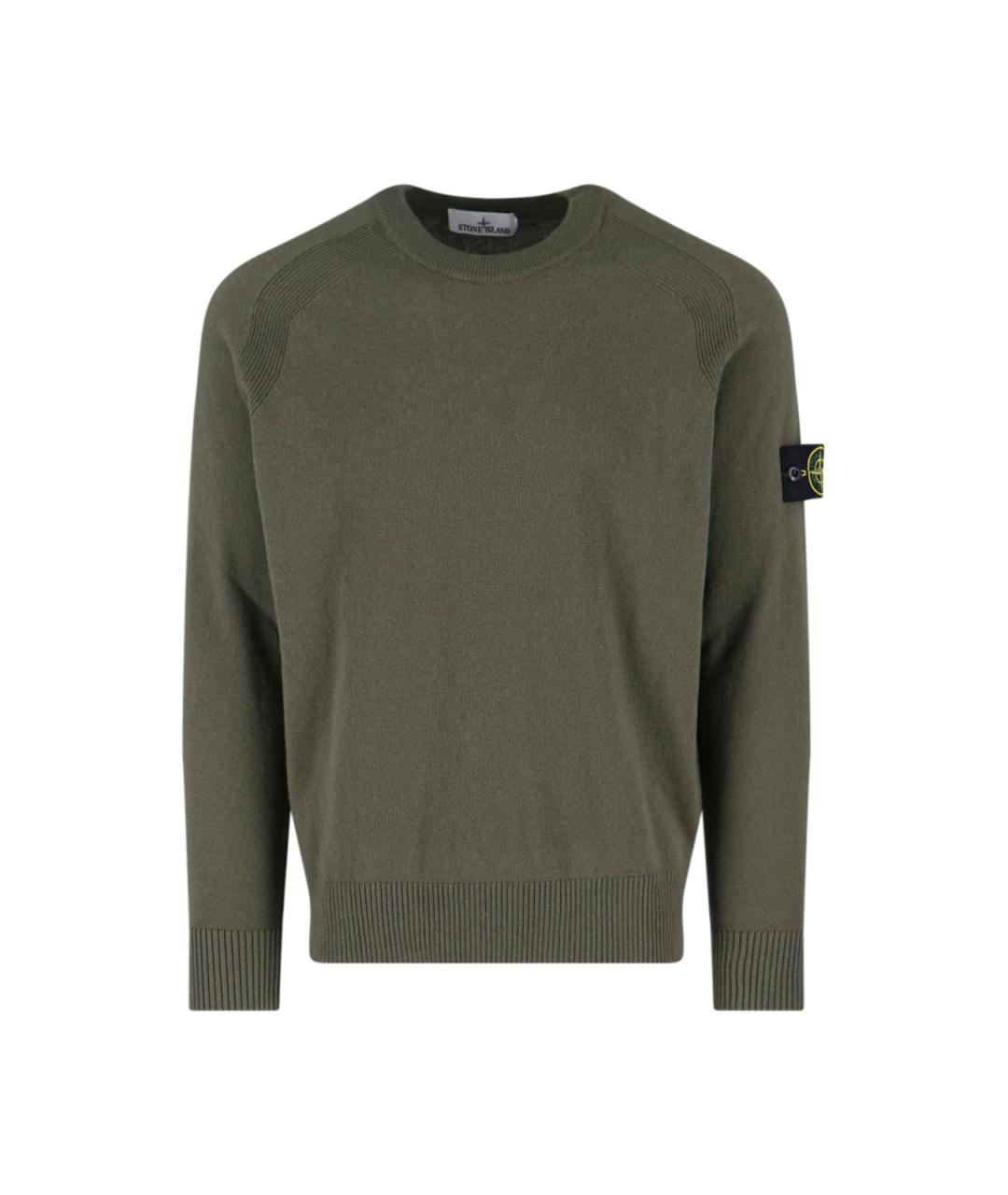 STONE ISLAND Зеленый шерстяной джемпер / свитер, фото 1