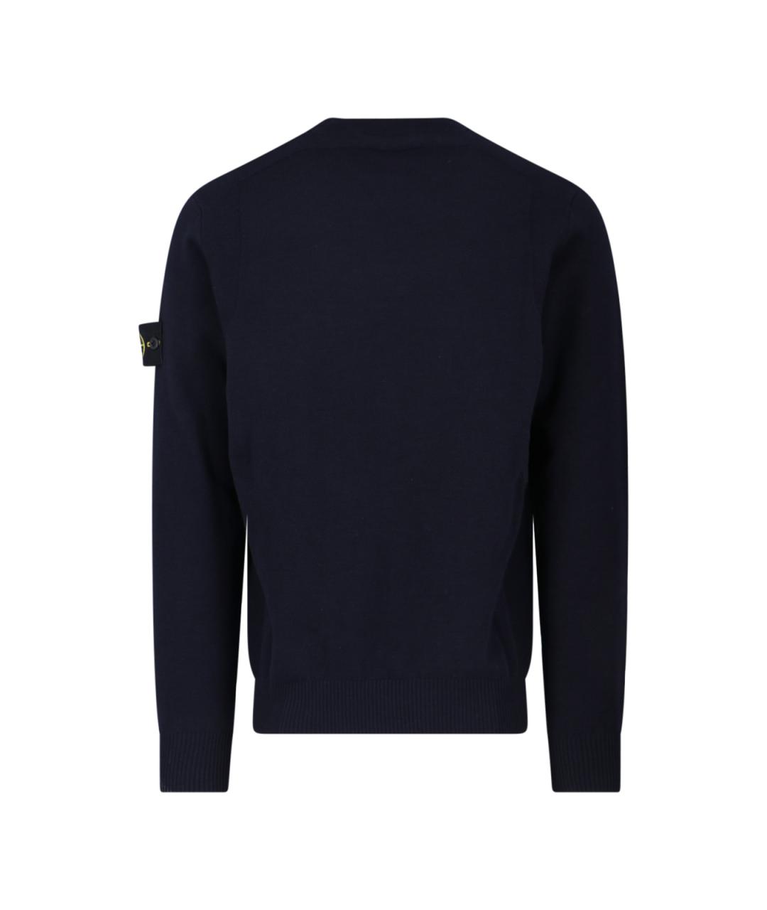 STONE ISLAND Темно-синий шерстяной джемпер / свитер, фото 2