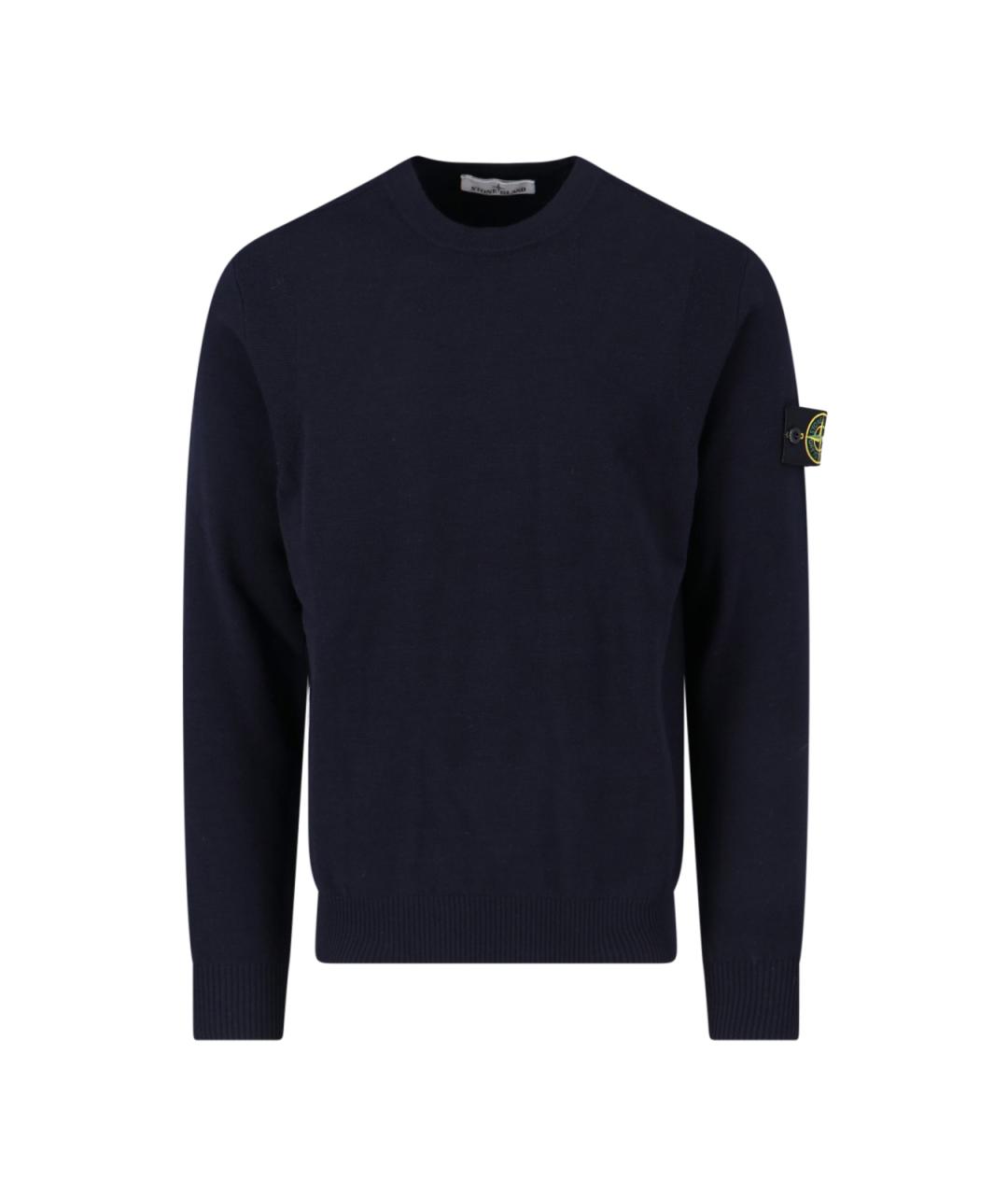 STONE ISLAND Темно-синий шерстяной джемпер / свитер, фото 1