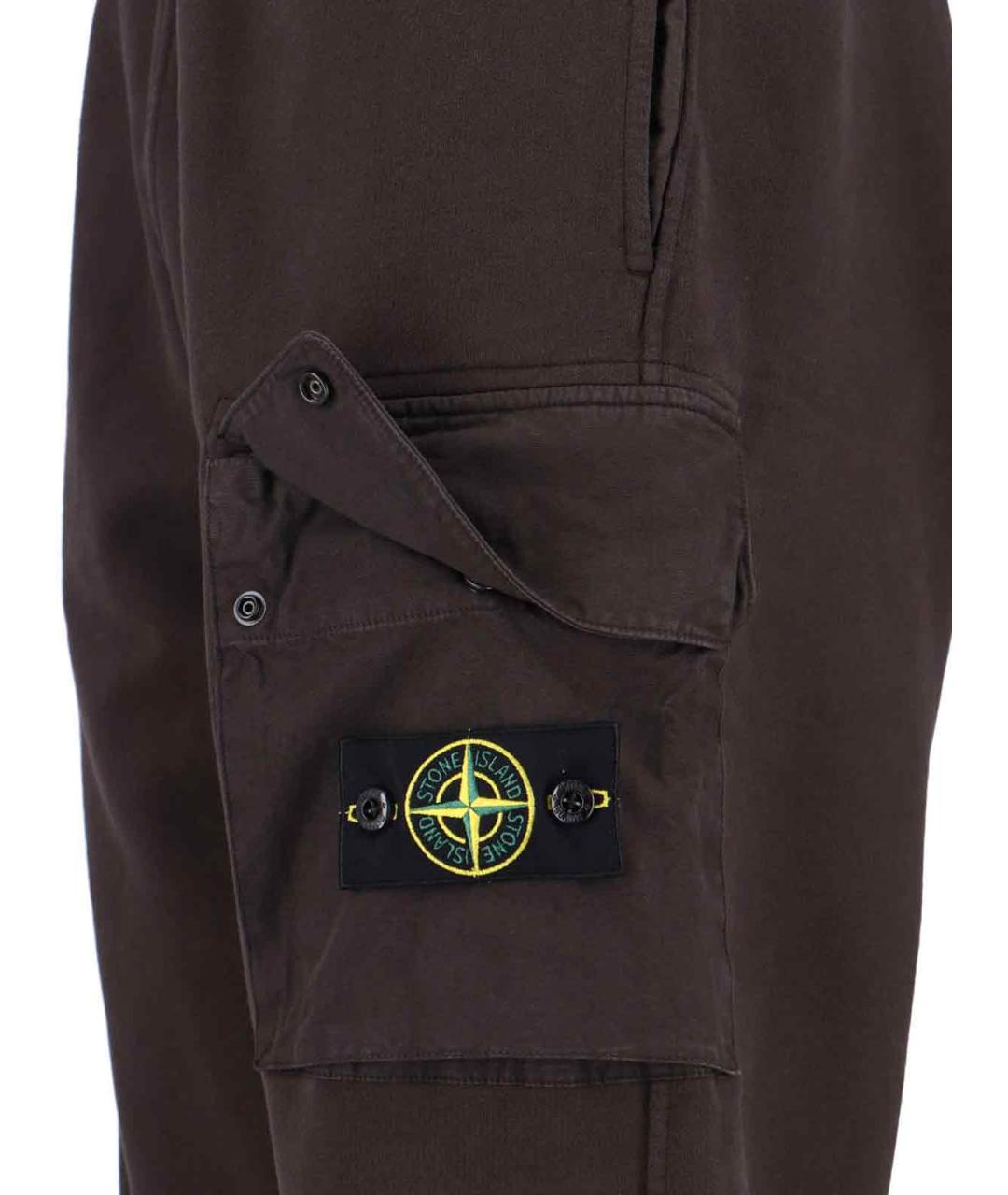 STONE ISLAND Коричневые хлопковые повседневные брюки, фото 4