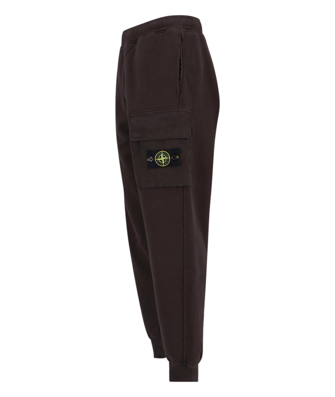 STONE ISLAND Коричневые хлопковые повседневные брюки, фото 3