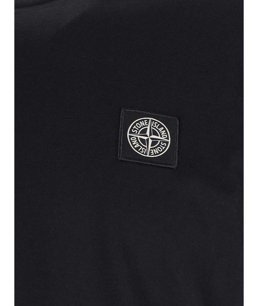STONE ISLAND Черная хлопковая футболка, фото 3