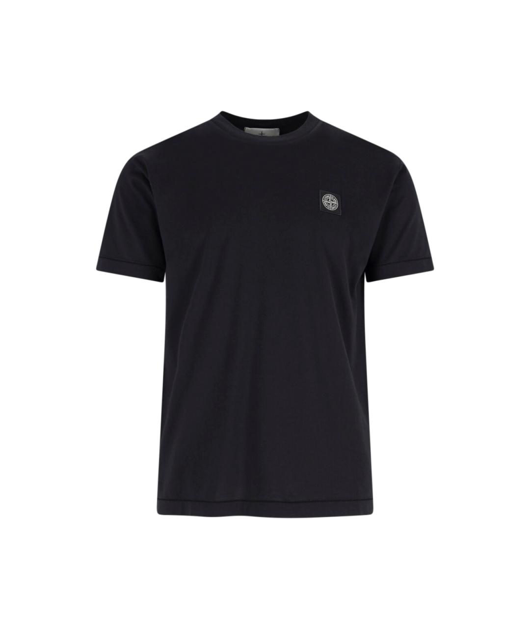 STONE ISLAND Черная хлопковая футболка, фото 1
