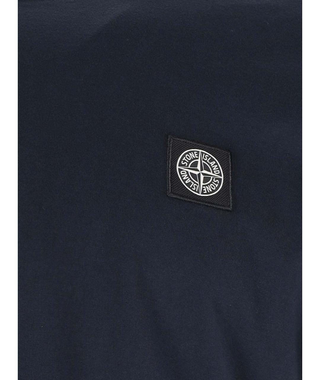 STONE ISLAND Темно-синяя хлопковая футболка, фото 3
