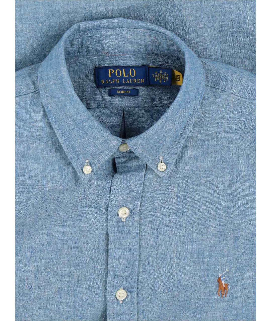 POLO RALPH LAUREN Голубая хлопковая кэжуал рубашка, фото 3