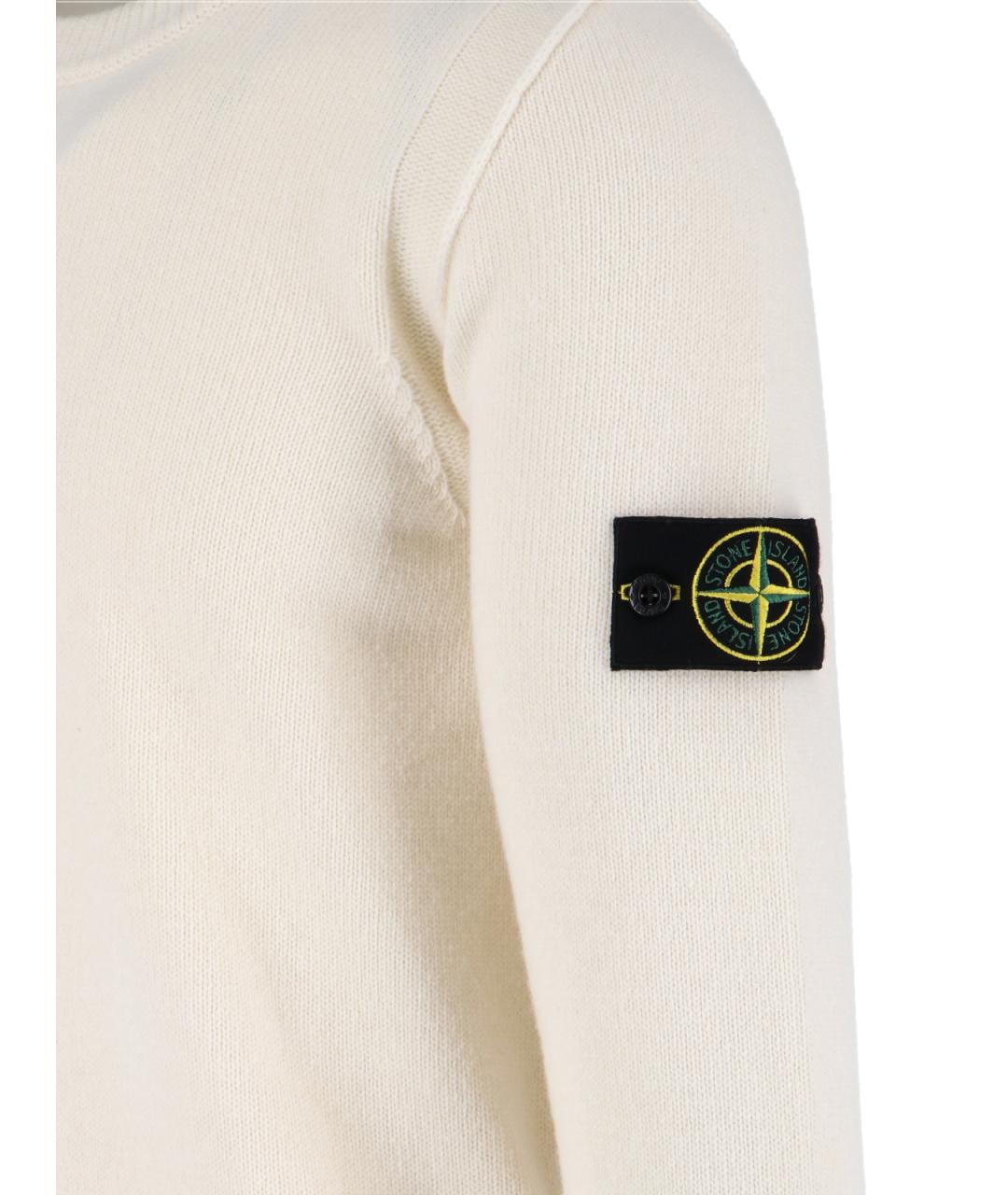 STONE ISLAND Бежевый шерстяной джемпер / свитер, фото 3