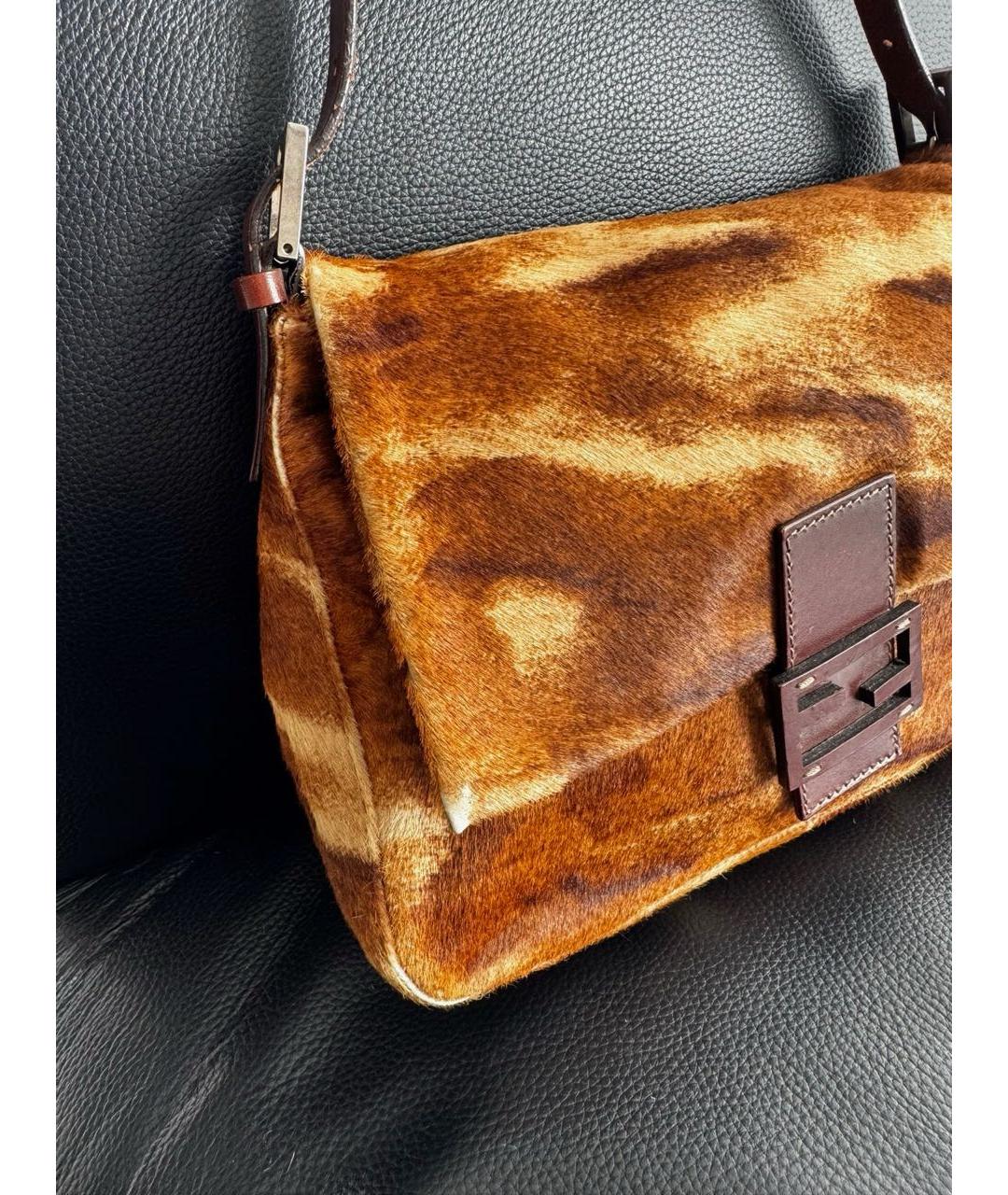 FENDI Коричневая кожаная сумка через плечо, фото 6