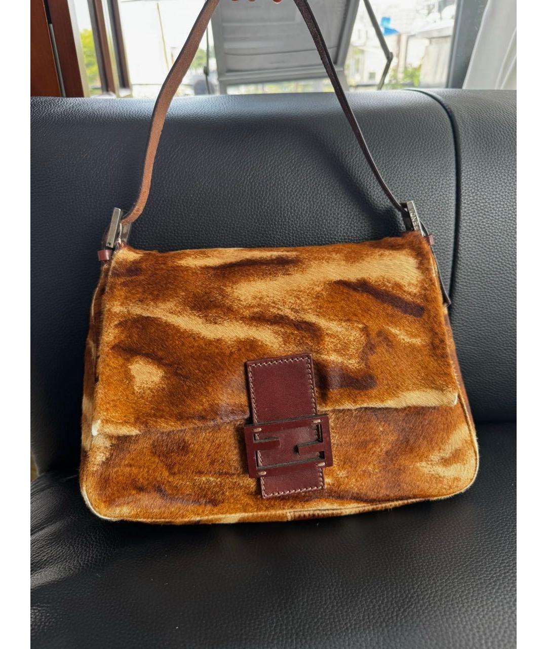 FENDI Коричневая кожаная сумка через плечо, фото 2